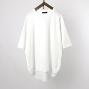 牧木原创设计男装日系宽松中长款短袖t恤男拼接小众设计感潮牌白t