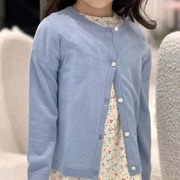 春夏 女童针织棉质时髦时尚天蓝色毛衣开衫外套 童装