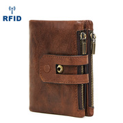 男士钱包时尚RFID防磁休闲时尚钱包 双拉链多卡位复古手拿零钱包