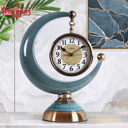 丽盛欧式座钟客厅时尚创意台钟家用石英钟时钟酒柜装饰品摆件钟表