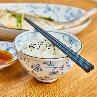 cocostyle日本进口陶瓷餐具美浓烧线唐草系列，饭碗面碗汤碗家用