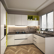 新橱柜(新橱柜)定制厨房，g整体烤漆橱柜门，石英石台面现代简约颜色厦库