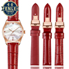 手表带女款真皮代用dw 天梭 卡西欧美度表带红色手表链14 15 16mm