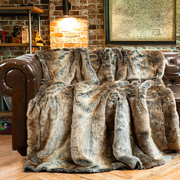 北欧仿皮草毯毛皮毯子皮沙发搭毯床尾毯搭毯轻奢加厚毛毯盖毯棕色