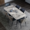 意式亮光岩板餐桌现代家用小户型，轻奢北欧大理石长方形餐桌椅组合