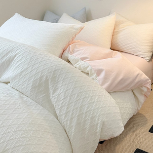 PADSON全棉床上四件套四季通用纯色床单床笠子100%纯棉被套罩宿舍
