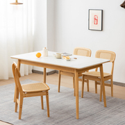 简约现代岩板餐桌 家用小户型长方形桌子实木饭桌餐桌椅组合