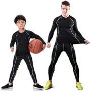 篮球足球健身跑步速，干衣训练打底服儿童拳击，运动紧身衣套装男秋冬