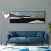 定制现代莫兰迪色装饰画抽象风景客厅沙发背景墙画卧室床头长横幅