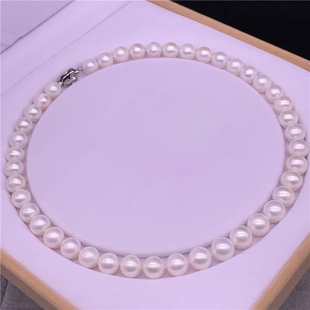 9-10-11mm淡水珍珠项链925银扣白色 近正圆强光