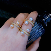 个性天然淡水珍珠戒指女小众设计高级感指环2024复古食指戒子