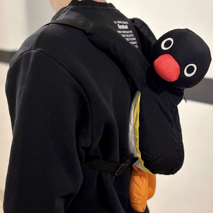 pingu日本企鹅家族毛绒公仔玩偶，可爱潮流男女双肩背包可爱包