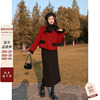 100羊毛红色小香风外套女冬季短款设计感气质双面羊绒毛呢大衣