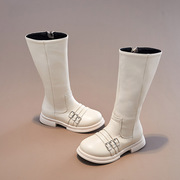 时尚女童鞋儿童靴子2023韩版女孩冬季高筒长筒靴中大童马丁靴