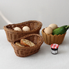 日式复古仿藤编收纳筐杂物，鸡蛋水果蔬菜筐，点心蛋糕编织托盘野餐篮