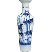 高档手绘青花瓷花瓶，竹报平安落地大花瓶景德镇陶瓷器，客厅装饰大