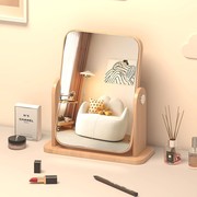 镜子ins风化妆镜台式桌面学生宿舍木质梳妆镜卧室家用便携梳妆台