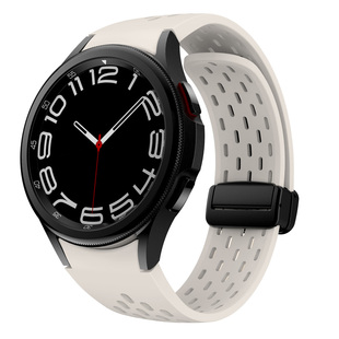适用三星手表watch6classic硅胶表带5pro4洞洞磁吸扣透气运动腕带