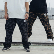 US联邦街牌多口袋迷彩宽松工装裤 BBOY美式街头运动滑板街舞嘻哈