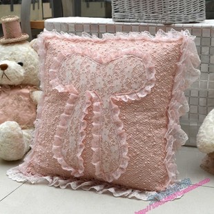 田园布艺粉色，高档蕾丝抱枕靠垫皮蕾丝沙发，靠枕套可