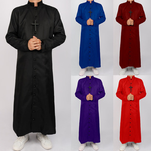 万圣节牧师cos服中世纪复古蒸汽大衣长款cosplay服装欧美男士外套