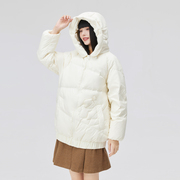 艾莱依2022年鸭绒羽绒服女款冬季温暖时尚短款设计感冬装外套