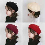 秋冬季儿童贝雷帽时尚女童羊毛呢亲子画家帽子韩版宝宝蓓蕾帽