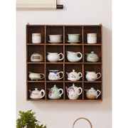 博古架实木美式多宝格挂壁式中式茶杯架现代简约收纳茶具架子