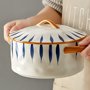 双耳汤碗家用带盖大号2024高级感陶瓷泡面碗汤盆螺蛳粉碗大碗