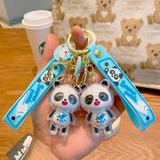 网红冰冰熊包包挂件钥匙圈可爱熊猫公仔钥匙链汽车亚克力钥匙扣