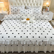 床盖四件套棉三件套棉裸睡双面绗缝床罩蕾丝床单被套