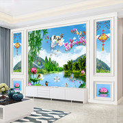 中式竹子8d凹凸立体壁画墙纸，客厅2022壁布，客厅电视背景墙壁纸