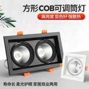 led格栅灯双头三头方形筒灯网格，葡萄架铝嵌入式商用斗胆灯cob射灯