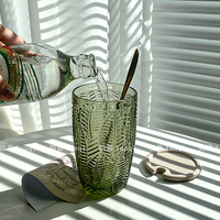 绿叶杯玻璃水杯饮料果汁，杯ins风高颜值奶茶咖啡杯家用水杯