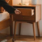 北欧实木床头柜现代简约白橡木(白橡木)迷你小储物收纳柜日式樱桃木床头柜