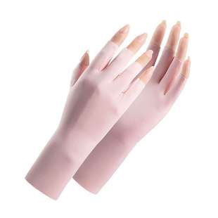 防晒手套女防紫外线美甲关节防起茧原纱薄款透气夏季半指手套