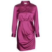 Moony Mood裙子女长袖衬衫式连衣裙包臀优雅短裙紫色2024夏季