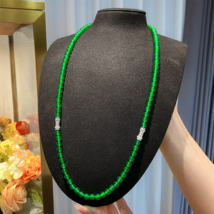 vising珠宝6mm108颗巴西绿玉髓玛瑙珠串，珠链毛衣链多戴款媲美翡翠