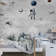 墙纸儿童房男孩墙布，壁纸卧室太空星空，壁布背景墙定制壁画墙面装饰