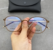 韩国品牌眼镜框架 超轻8克带鼻托板材女款透明浅色近视平光眼镜