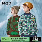 MQD童装男童毛衣冬款半高领加厚保暖手绘涂鸦几何儿童针织衫