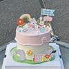 儿童生日蛋糕装饰可爱小兔子卡通插牌生日快乐韩式复古烘焙插件