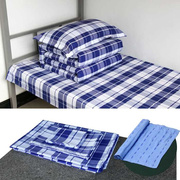 高档学生宿舍三件套蓝白格天蓝色被套，床单枕套全棉，纯棉被罩三四件