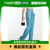 香港直邮潮奢asos女士，grazer设计长筒直筒，珠片及踝蓝绿色裤子