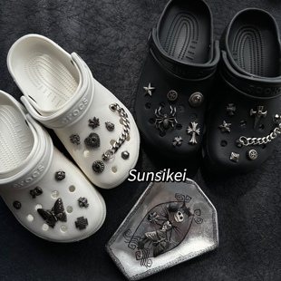 sunsikei原创朋克重金属洞洞，鞋鞋花中性，情侣款crocs鞋扣鞋面装饰