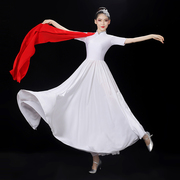 现代舞蹈演出服女白色大合唱红歌服装舞台长裙开场舞歌伴舞大摆裙
