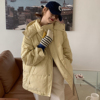时尚连帽短款羽绒服女2023冬季韩版宽松加厚白鸭绒面包服外套