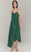 matterevolution吊带抽褶连衣裙长裙，v领绿色21小众设计
