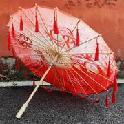 流苏油纸伞古风仙女配汉服的伞，舞蹈古装儿童防晒实用道具桃花纸伞