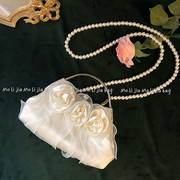 复古珍珠手拎晚宴包2020玫瑰花朵包包女宴会包仙女(包仙女)斜挎手提包
